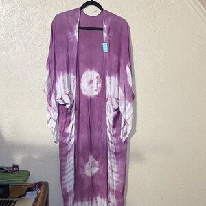 Free People Purple and White Tie-Dye Blouse